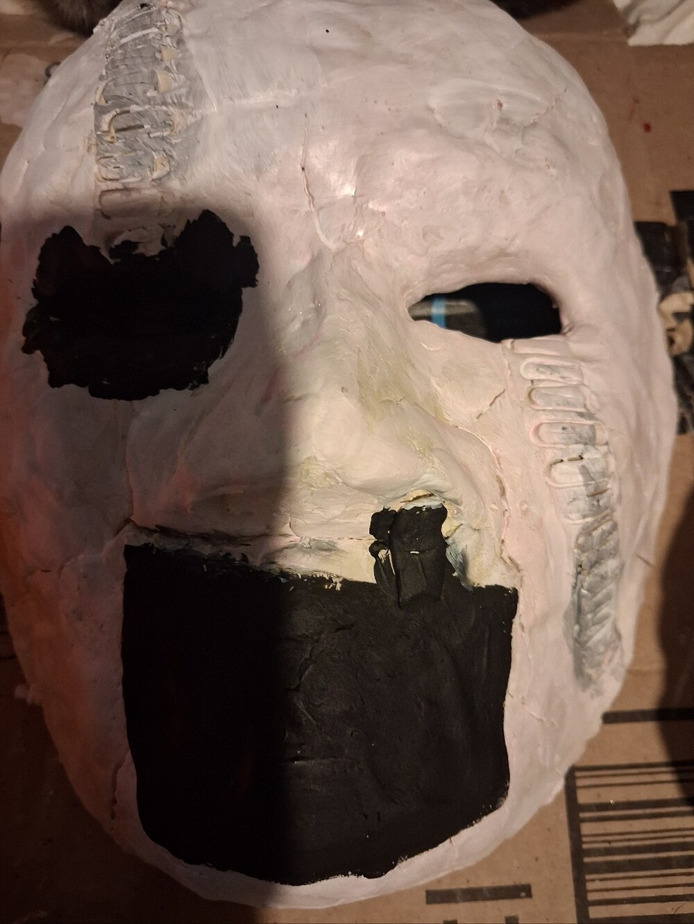 White and Black Handcrafted Decorative Wall Mask - Home Art Sculpture